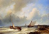 Dutch Canvas Paintings - Shipping Off The Dutch Coast